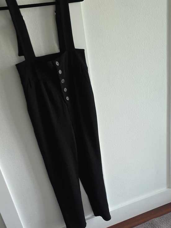 Haute Monde Pants - Haute Monde Black Button-Front Wide-Strap Jumpsuit